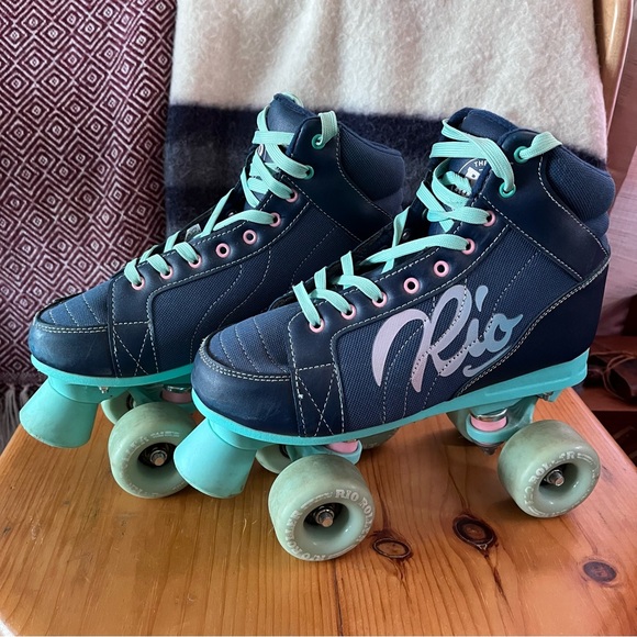 Rio Roller Other - Rio Roller Lumina Skate Blue Vegan Quad Logo Comfort Teal Lace Up Classic Retro